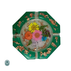 I make pour decisions - FLORAL OCTAGON ASHTRAY WITH GREEN BORDER