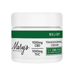 TRANSDERMAL RELIEF CREAM 1:1 CBD:THC FRAGRANCE FREE